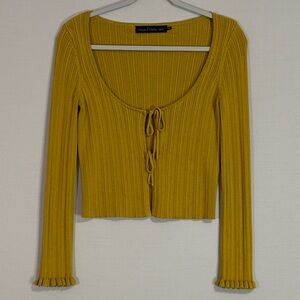 House of Harlow 1960 Mustard Rib Knit Top Sweater XS Boho